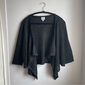 Cardigan/Wrap Black Shimmer-50% Mohair-Party Shawl-size S